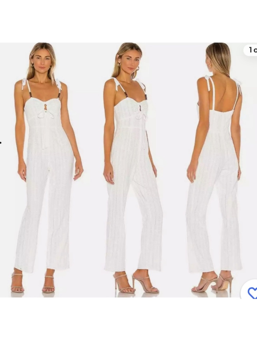 Tularosa White Tie-Shoulder Wide-Leg Jumpsuit